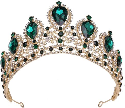 Bridal Hair Accessories Wedding Headwear Crystal Crown Mitzvah Crown Bridal Crown Wedding Ball For Women, Green in Saudi Arabia