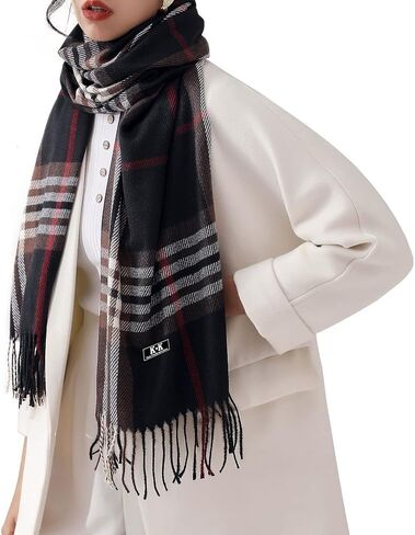 Women Tartan Scarf - Winter Plaid Blanket Scarves Long Soft Warm Tartan Check Scarfs Ladies Wool Spinning Tassel Shawl Stole in Saudi Arabia