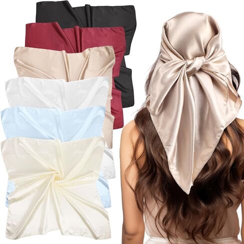 Square Satin Head Scarf for Women Vintage Print Head Wrap Silk Bandana Scarves in Saudi Arabia