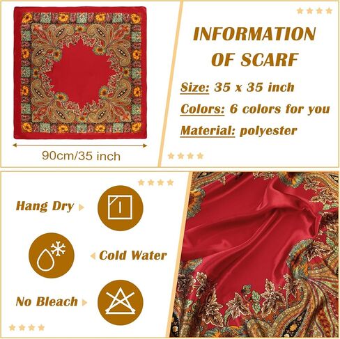 Square Satin Head Scarf for Women Vintage Print Head Wrap Silk Bandana Scarves in Saudi Arabia