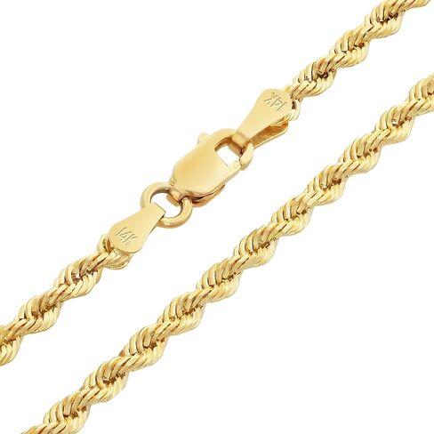 Nuragold 14k Real Yellow Gold 2mm Solid Rope Chain Diamond Cut Bracelet or Anklet (7"-9") Italian Jewelry for Men & Women in Saudi Arabia