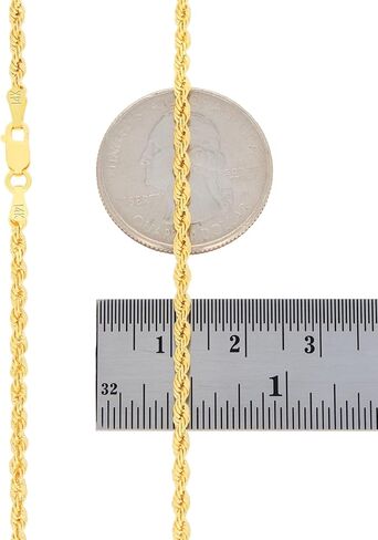 Nuragold 14k Real Yellow Gold 2mm Solid Rope Chain Diamond Cut Bracelet or Anklet (7"-9") Italian Jewelry for Men & Women in Saudi Arabia