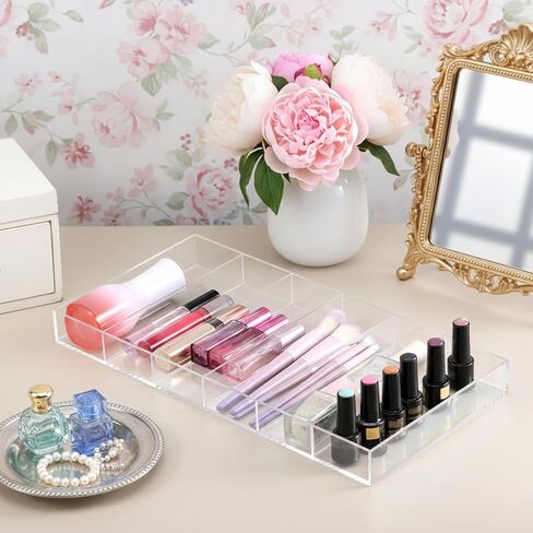 2 PCS Acrylic Sunglasses Organizer, Sunglasses Display Stackable Glasses Storage Organizer 6 Grids Glasses Storage for Storing Sunglass, Prescription Glass, Makeup Brush and Lipstick in Saudi Arabia