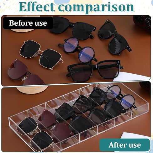 2 PCS Acrylic Sunglasses Organizer, Sunglasses Display Stackable Glasses Storage Organizer 6 Grids Glasses Storage for Storing Sunglass, Prescription Glass, Makeup Brush and Lipstick in Saudi Arabia