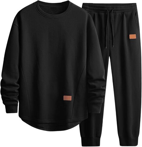 Men's Sweatsuits 2 Piece Sets Long Sleeve Crewneck Sweatshirts & Drawstring Joggers Casual Outfits in Saudi Arabia