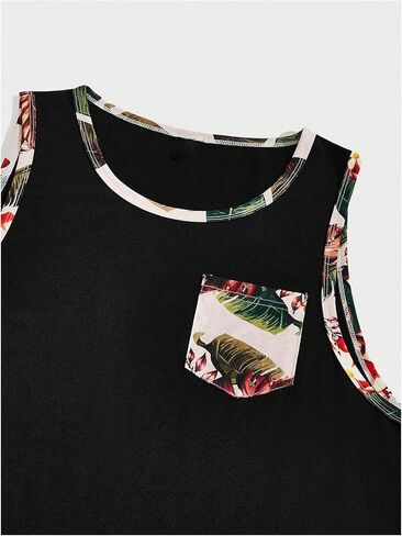 Men's 2 Pieces Set Tropical Print Elastic Waist Shorts Sleeveless Tank Top Outfit Tracksuit in Saudi Arabia