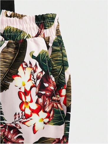 Men's 2 Pieces Set Tropical Print Elastic Waist Shorts Sleeveless Tank Top Outfit Tracksuit in Saudi Arabia