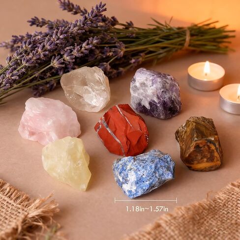 7 قطع كريستال وأحجار استشفاء، بلورات شفاء حقيقية، بلورات خام، كوارتز وردي، جمشت، سيترين، كوارتز in Kuwait
