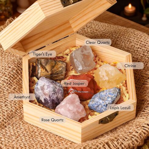 7 قطع كريستال وأحجار استشفاء، بلورات شفاء حقيقية، بلورات خام، كوارتز وردي، جمشت، سيترين، كوارتز in Kuwait