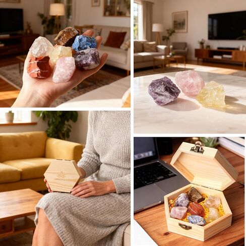 7 قطع كريستال وأحجار استشفاء، بلورات شفاء حقيقية، بلورات خام، كوارتز وردي، جمشت، سيترين، كوارتز in Kuwait