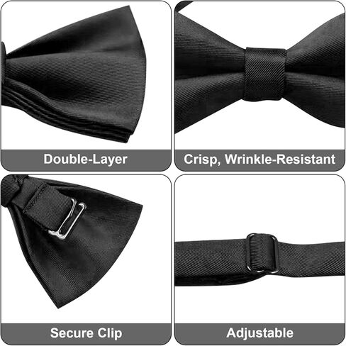 Bow Ties for Men Pre-Tied Satin Black Bowtie Adjustable Tuxedo Bow Ties for Wedding Party Formal Wear in Saudi Arabia