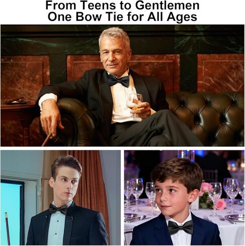 Bow Ties for Men Pre-Tied Satin Black Bowtie Adjustable Tuxedo Bow Ties for Wedding Party Formal Wear in Saudi Arabia