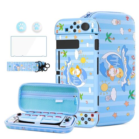 HYPERCASE Cute Cat Switch Case Kit for NS Accessories Storage, with Portable Travel Carrying Bag Pouch, Soft Switch Protective Skin Cover, HD Screen Protector, Shoulder Strap & 2 Kawaii Thumb Caps in Saudi Arabia