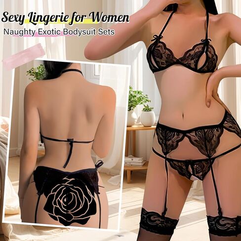 Lingerie for Women Sexy Bra and Panty Sets Sheer See Through Lace Sexy Bra Lingerie Sets Exotic Nightie Outfits for Women in Saudi Arabia