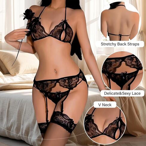 Lingerie for Women Sexy Bra and Panty Sets Sheer See Through Lace Sexy Bra Lingerie Sets Exotic Nightie Outfits for Women in Saudi Arabia