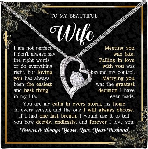 To My Wife – Love Knot Necklace from Husband with Heartfelt Message Card & Elegant Luxury Gift Box, A Meaningful Romantic Jewelry Gift for Anniversary, Birthday, Wedding, Christmas in Saudi Arabia