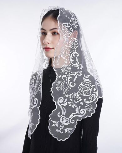 Bozidol Our Lady of Guadalupe Mantilla Chapel Veil and Rosary for Car, Religious Catholic Gifts for Women Christmas Birthday in Saudi Arabia