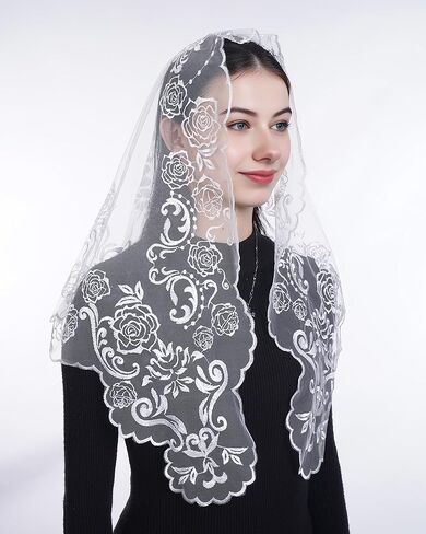 Bozidol Our Lady of Guadalupe Mantilla Chapel Veil and Rosary for Car, Religious Catholic Gifts for Women Christmas Birthday in Saudi Arabia