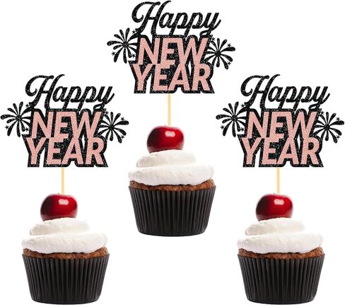 24pcs happy new year cupcake toppers, 2024 cupcake decorations (Clock B) in Kuwait