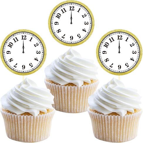 24pcs happy new year cupcake toppers, 2024 cupcake decorations (Clock B) in Kuwait
