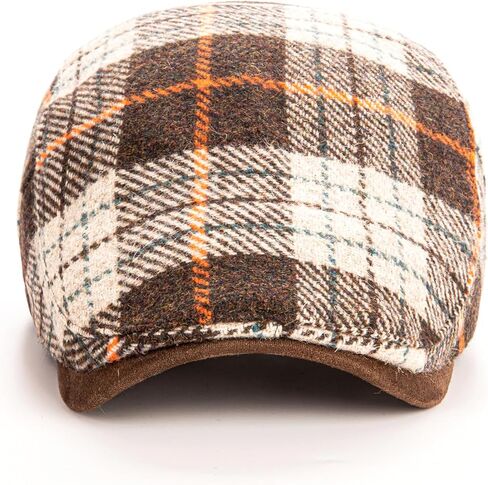 Men Wool Blend Flat-Top Tweed Newsboy Hat/Ivy Cap/Adjustable Plaid Driver's Hat in Saudi Arabia