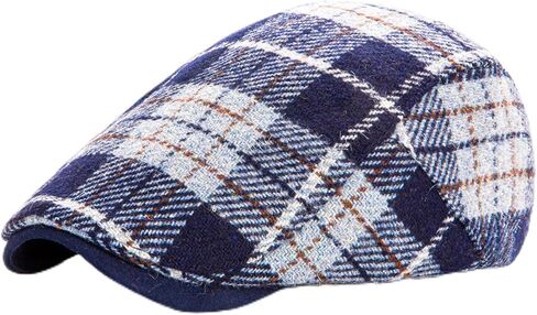 Men Wool Blend Flat-Top Tweed Newsboy Hat/Ivy Cap/Adjustable Plaid Driver's Hat in Saudi Arabia