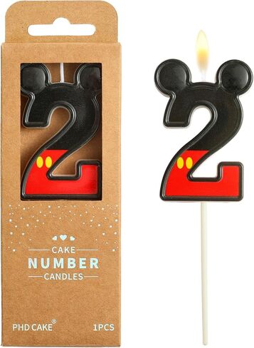 PHD CAKE 2.76 Inch Cartoon Red and Black Mouse 2 Number Birthday Candles, Anime Cartoon Number Candles, Cake Number Candles, Party Celebration, Style Candle in Saudi Arabia