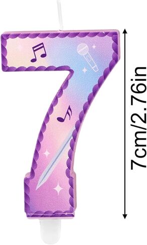 موضوع الموسيقى عيد ميلاد عدد 7 الشموع، الوردي الأرجواني كعكة الشموع السابعة مع الرموز الموسيقية الدانتيل تصميم كعكة توبر لمستلزمات الحفلات احتفالات الذكرى السنوية (رقم سبعة) in Saudi Arabia