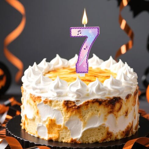 موضوع الموسيقى عيد ميلاد عدد 7 الشموع، الوردي الأرجواني كعكة الشموع السابعة مع الرموز الموسيقية الدانتيل تصميم كعكة توبر لمستلزمات الحفلات احتفالات الذكرى السنوية (رقم سبعة) in Saudi Arabia