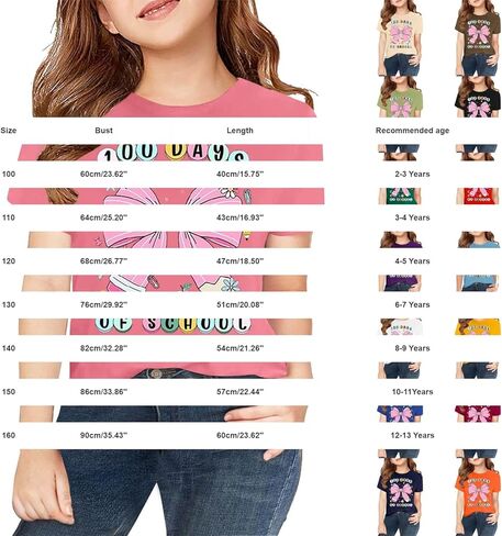 100 Days of School Shirt for Girls Summer Short Sleeve Shirts Kids Preppy Crew Neck T-Shirt Toddler Spring Trendy Tees in Saudi Arabia