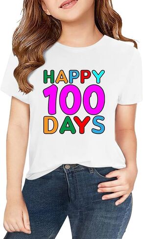 100 Days of School Shirt for Girls Summer Short Sleeve Shirts Kids Preppy Crew Neck T-Shirt Toddler Spring Trendy Tees in Saudi Arabia