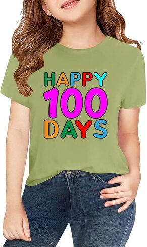 100 Days of School Shirt for Girls Summer Short Sleeve Shirts Kids Preppy Crew Neck T-Shirt Toddler Spring Trendy Tees in Saudi Arabia