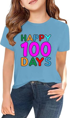 100 Days of School Shirt for Girls Summer Short Sleeve Shirts Kids Preppy Crew Neck T-Shirt Toddler Spring Trendy Tees in Saudi Arabia