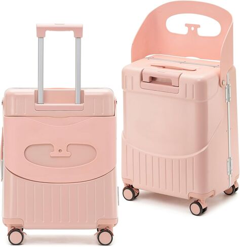 22 Inch Hardside Checked Luggage with Child Seat - 40L Spinner Suitcase W/TSA Lock, Aircraft-Grade ABS+PC Shell & Commercial Wheels for Family Travel (Pink) in Kuwait