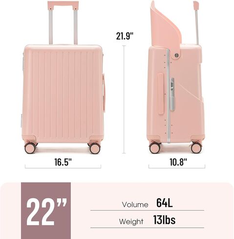 22 Inch Hardside Checked Luggage with Child Seat - 40L Spinner Suitcase W/TSA Lock, Aircraft-Grade ABS+PC Shell & Commercial Wheels for Family Travel (Pink) in Kuwait