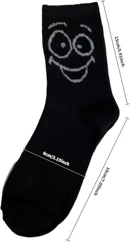5Pair Random Emoji Pattern Socks,Multi - colored Mid - calf Socks for Outdoor and Daily Wear in Saudi Arabia