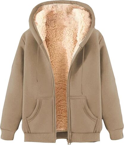 Zip Up Hoodie Men Fleece Jacket Heavyweight Thick Sherpa Lined Fall Winter Coat Zipper Hooded Sweatshirt Casual Warm in Saudi Arabia