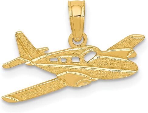 14k Yellow Gold Airplane Pendant Charm for Men or Unisex with Detailed Aircraft Design, Aviation Jewelry Symbolizing Travel Freedom, Ideal for Pilots, Frequent Flyers, or Aviation Enthusiasts in Saudi Arabia