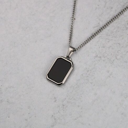 Men’s Black Onyx Pendant Necklace in 925 Sterling Silver – Octagon Gemstone Jewelry, Handmade Healing Stone Necklace, Minimalist Silver Pendant Gift for Him (Without Chain) in Saudi Arabia