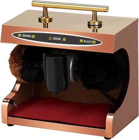 Automatic Shoe Polish Machine - Sole Cleaner with Dusting and Polishing Double Combination Brush for Easy Cleaning (Rose Gold) in Kuwait