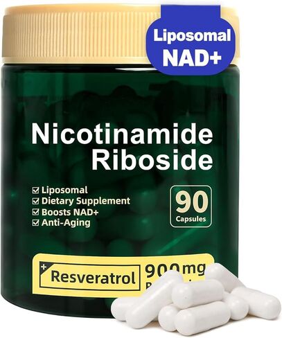 مكمل Liposomal NAD+، نيكوتيناميد ريبوسيد مع ريسفيراترول 900 مجم للنساء والرجال، مكمل معزز NAD عالي النقاء للطاقة والشيخوخة الصحية - 90 كبسولة in Kuwait
