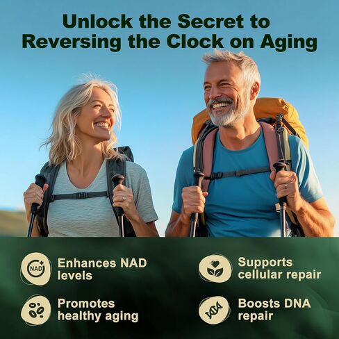مكمل Liposomal NAD+، نيكوتيناميد ريبوسيد مع ريسفيراترول 900 مجم للنساء والرجال، مكمل معزز NAD عالي النقاء للطاقة والشيخوخة الصحية - 90 كبسولة in Kuwait
