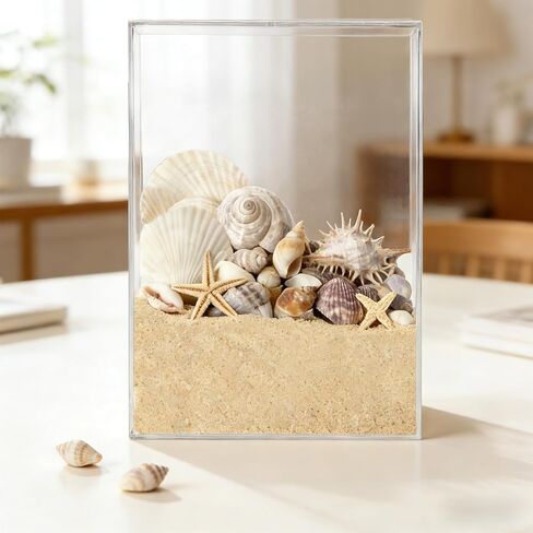 صندوق عرض صدف أكريليك مقاس 8.8 × 11.4 بوصة، حامل صدفة البحر على الحائط، إطار صندوق ظل أكريليك للأصداف، حافظة عرض عائمة ثلاثية الأبعاد، شفاف in Kuwait