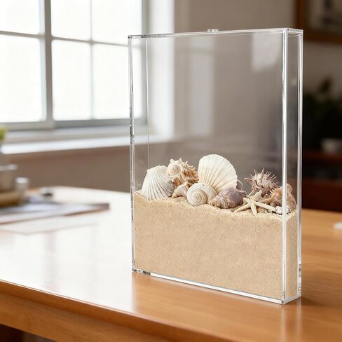 صندوق عرض صدف أكريليك مقاس 8.8 × 11.4 بوصة، حامل صدفة البحر على الحائط، إطار صندوق ظل أكريليك للأصداف، حافظة عرض عائمة ثلاثية الأبعاد، شفاف in Kuwait
