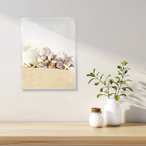 صندوق عرض صدف أكريليك مقاس 8.8 × 11.4 بوصة، حامل صدفة البحر على الحائط، إطار صندوق ظل أكريليك للأصداف، حافظة عرض عائمة ثلاثية الأبعاد، شفاف in Kuwait
