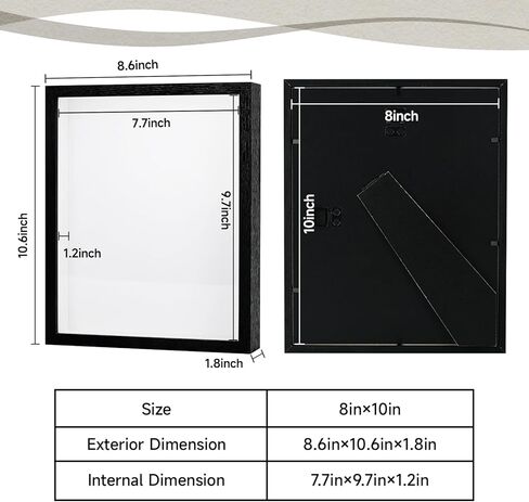 علبة عرض إطار صندوق الظل مقاس 8 × 10 لتذكارات الأطفال، وصور الزفاف، والتذاكر الرياضية، والزهور المجففة، وديكور الحائط التذكاري للحرف اليدوية (8 × 10، أسود) in Kuwait