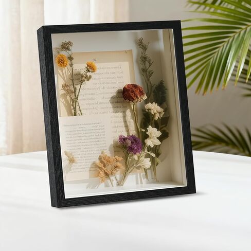 علبة عرض إطار صندوق الظل مقاس 8 × 10 لتذكارات الأطفال، وصور الزفاف، والتذاكر الرياضية، والزهور المجففة، وديكور الحائط التذكاري للحرف اليدوية (8 × 10، أسود) in Kuwait
