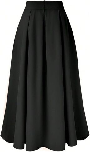 Women's High Waist A-Line Midi Skirt Casual Skater Flared Knee Length Skirts in Saudi Arabia