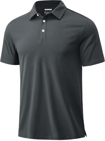 Cotrasen Mens Polo Shirts Short Sleeve Cotton Pique Golf Shirt Button Classic Fit Stretch Performance Casual T-Shirts in Saudi Arabia