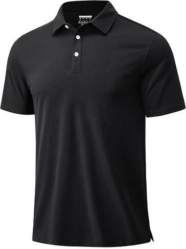 Cotrasen Mens Polo Shirts Short Sleeve Cotton Pique Golf Shirt Button Classic Fit Stretch Performance Casual T-Shirts in Saudi Arabia